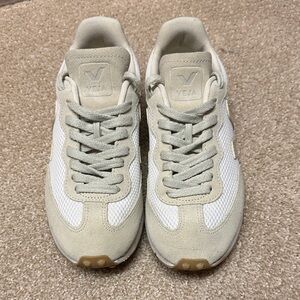 Veja White and Beige Sneakers